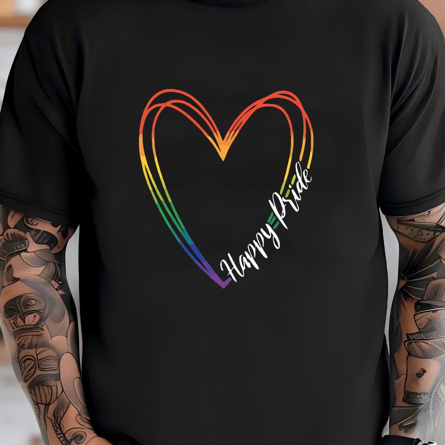 Happy Pride Shirt, Pride Month Shirt, Pride Heart Shirt, Pride Rainbow Shirt, Rainbow Heart Shirt, Pride Month Gift, Bisexual Shirt T-shirt