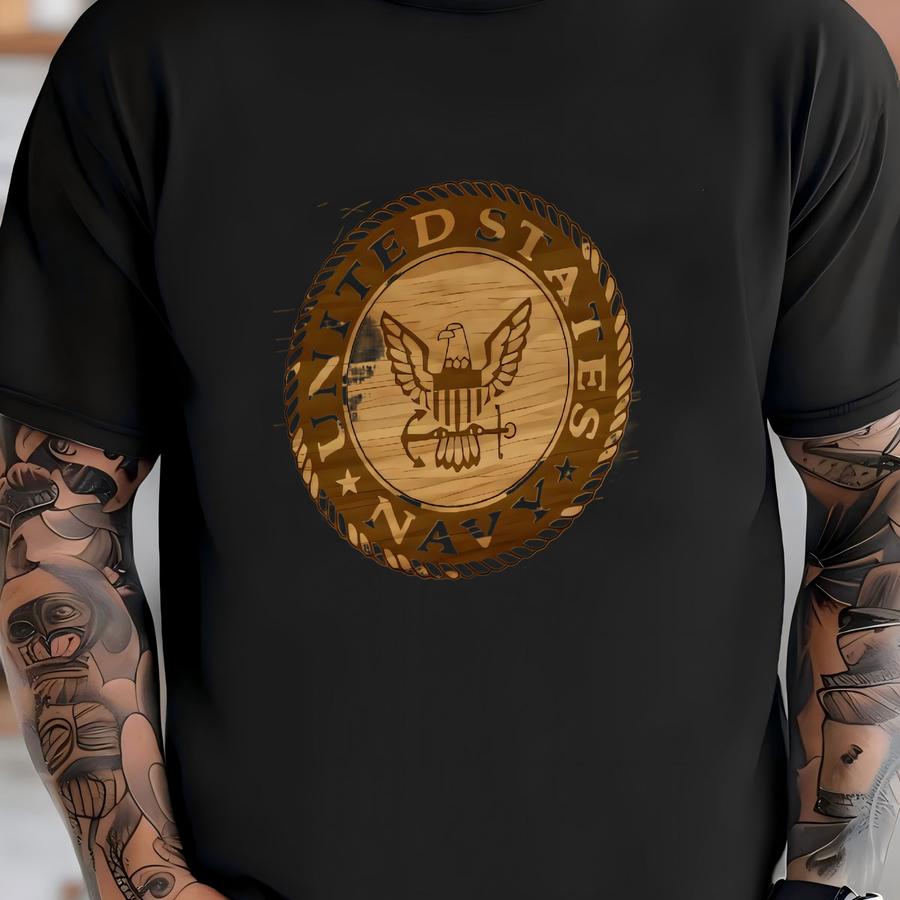 Elegant Custom Engraved Navy Rubber Wood Cremation Urn T-shirt