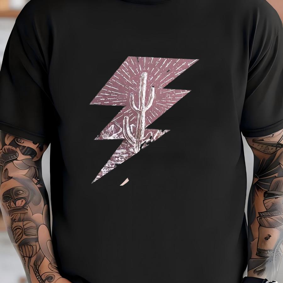 Cactus Lightning Bolt Hoodie, Southwest Desert Graphic Tee, 12330 T-shirt