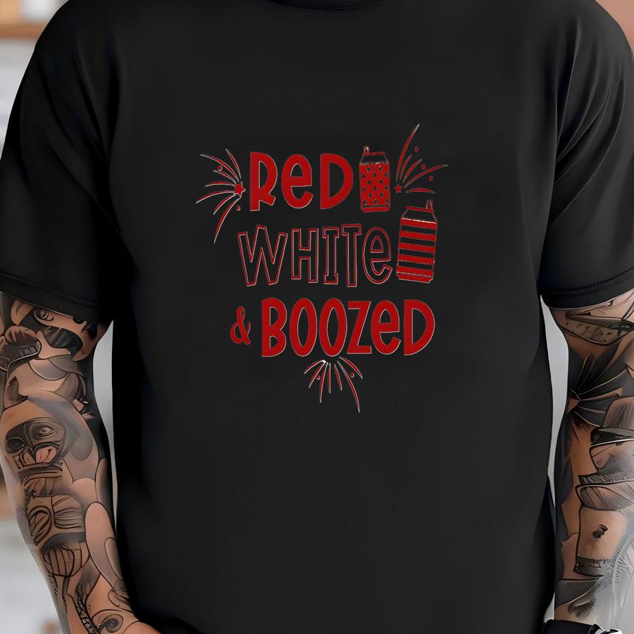 Red White Boozed Tank: 4th Of July Cotton Patriotic Tank T-shirt