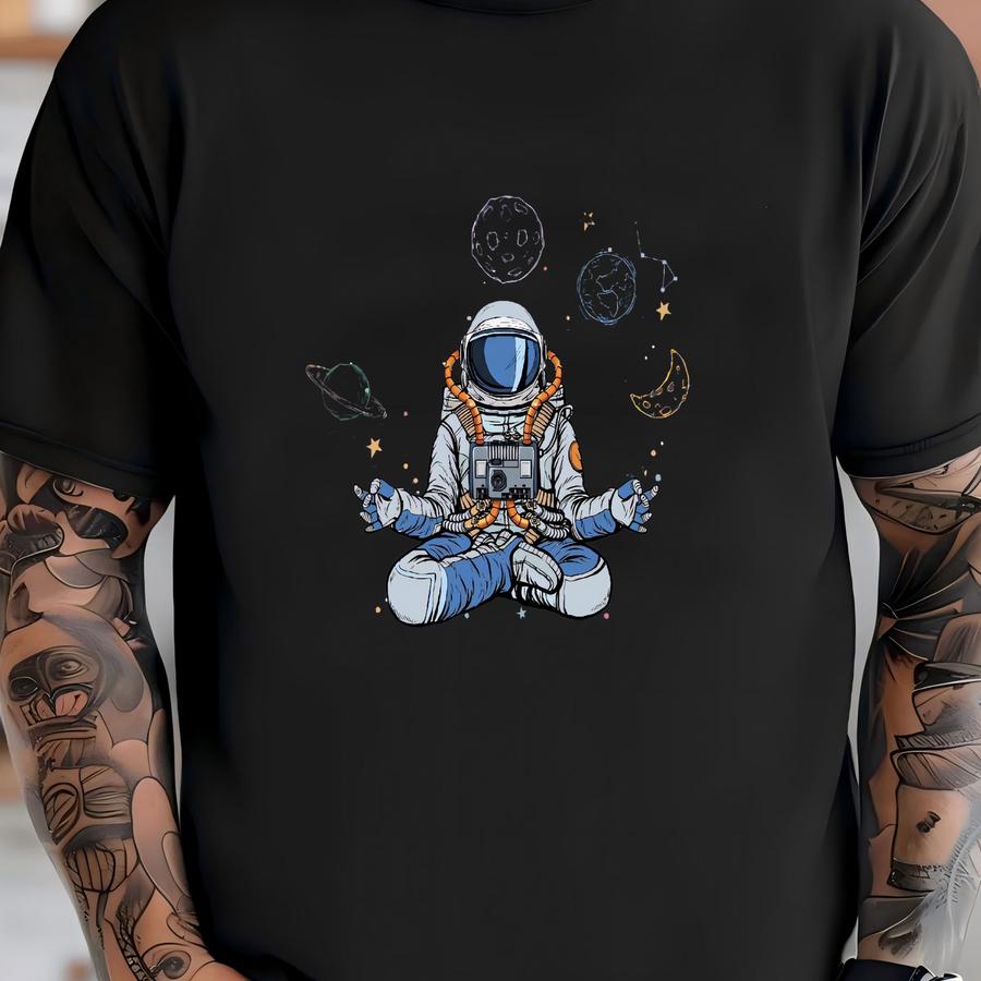 Astronaut Meditating In Space Cool Artistic Zen Shirt, Gift For Men Women, Cute Yoga Tee, Outer Space Shirt, Space Gift, Yoga Lover Outfit T-shirt