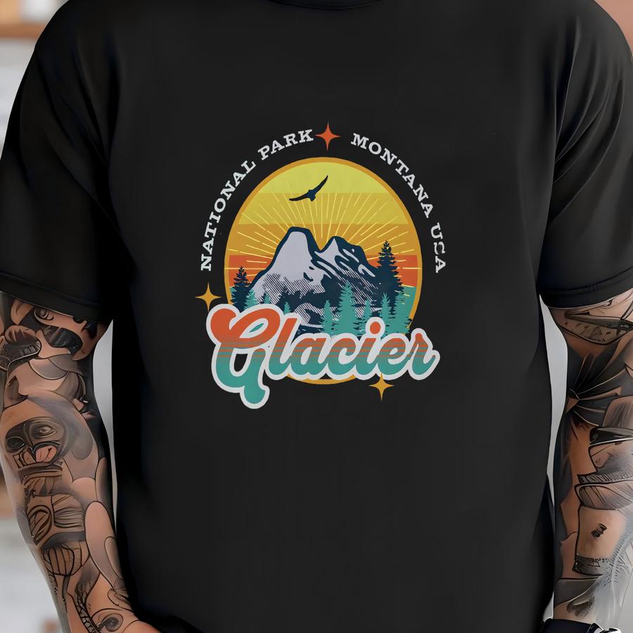 Glacier Sweatshirt, National Park Pullover, Montana Sweater, Camping Crewneck, Vacation Jumper, Travel Souvenir, Oversized Clothes Outdoorsy T-shirt
