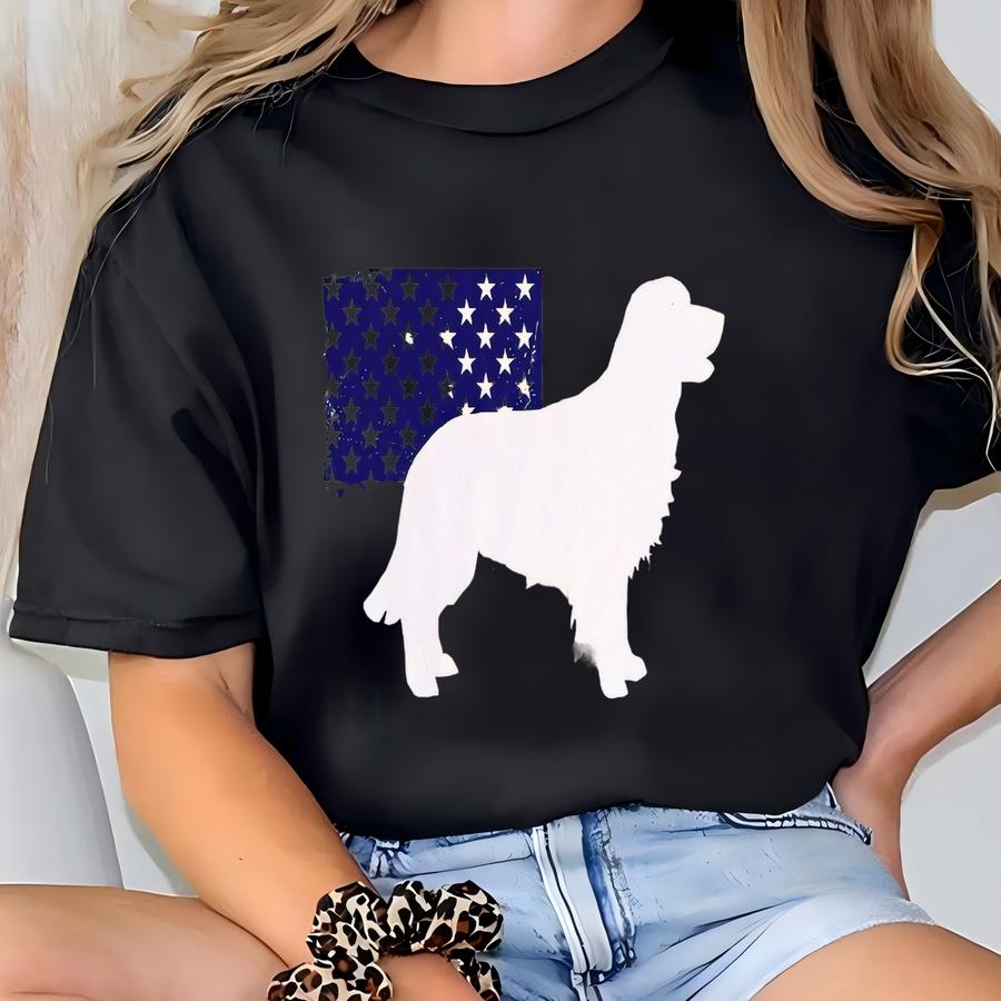 American Flag Golden Retriever Shirt, Patriotic Shirt, 4th Of July Shirt, Dog Mom Gift, Dog Lover Shirt, Us Flag Shirt, Golden Mom Shirt T-shirt