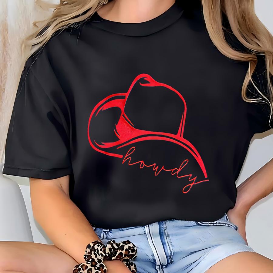 Retro Western Howdy  Crewneck Sweatshirt, Retro Cowboy Western Crewneck Sweatshirt, Cowboy Hat , Cowgirl Aesthetic T-shirt