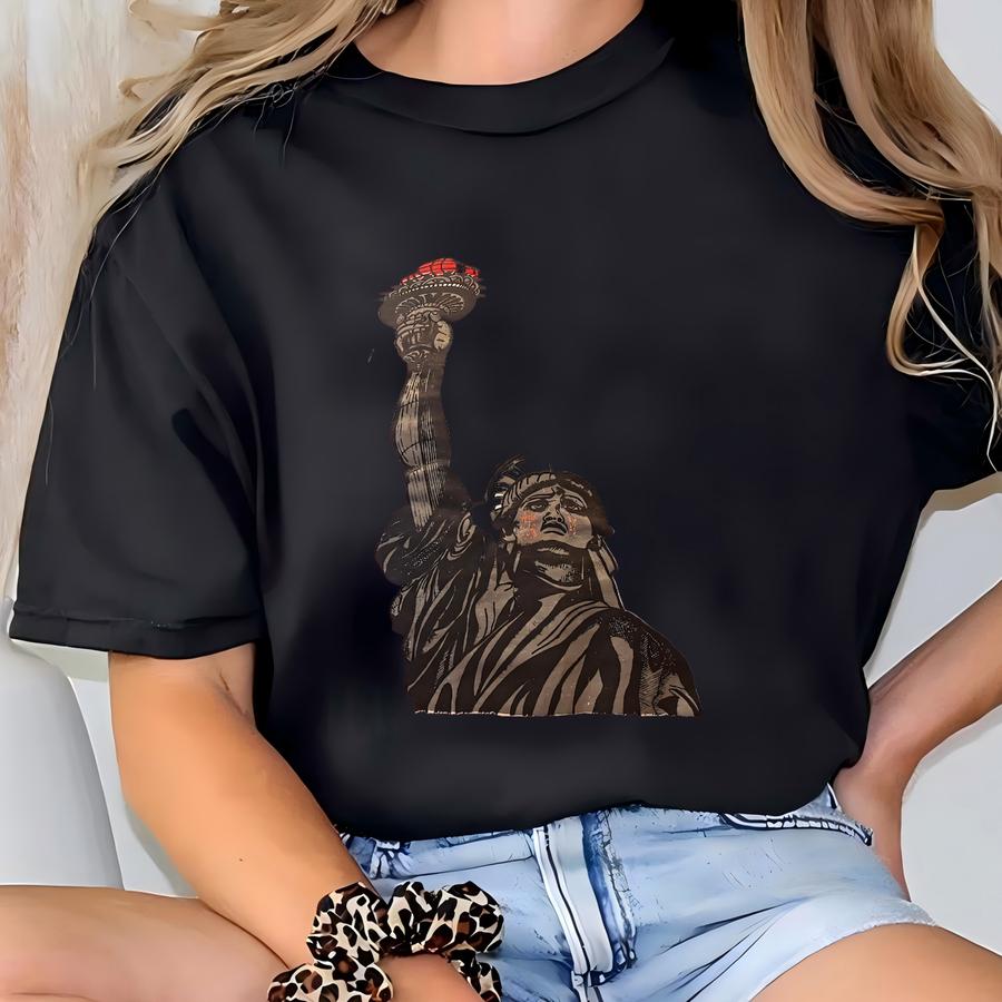 Vintage 80's America Statue Of Liberty Red T Shirt Size L T-shirt