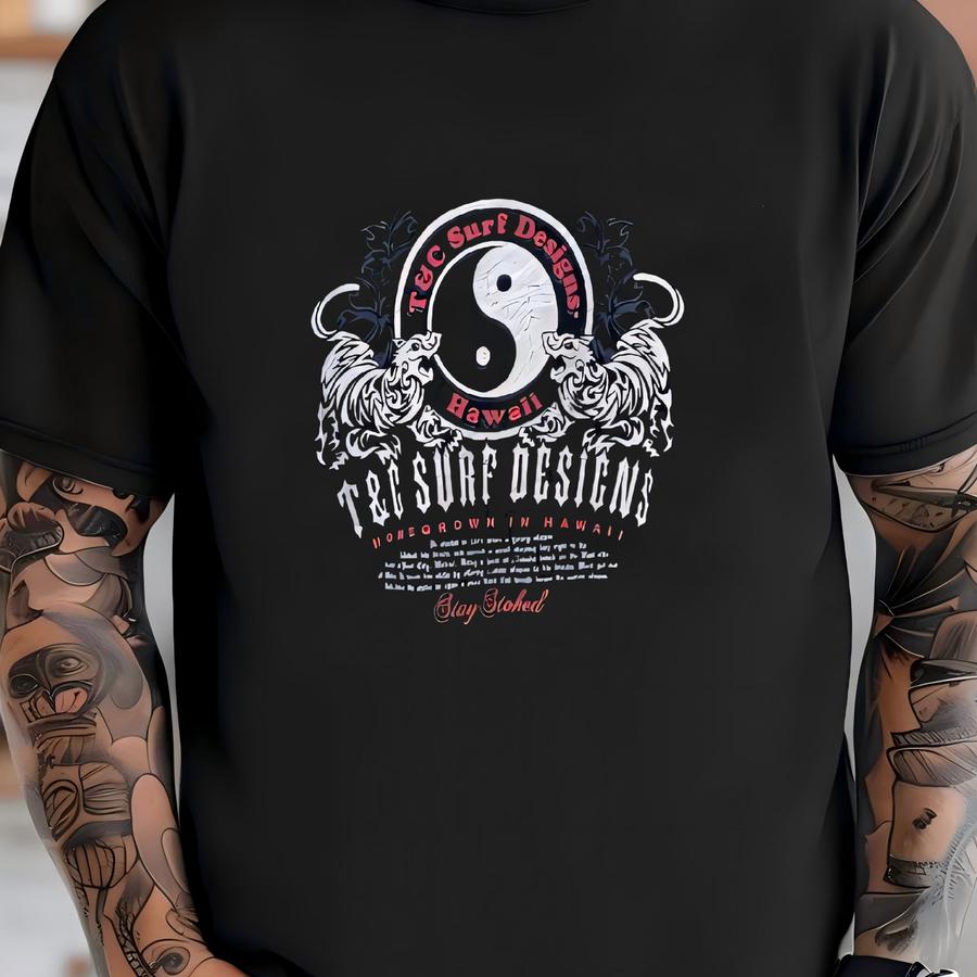 Vintage T C Town And Country Hawaii Surf Crewneck Jumper Sweatshirt L Size Black Colour T-shirt