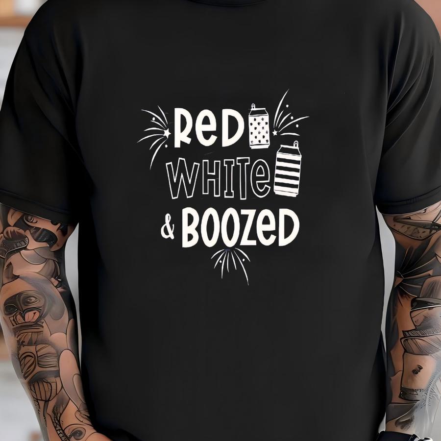 Red White Boozed Shirt: 4th Of July Patriotic Tee T-shirt