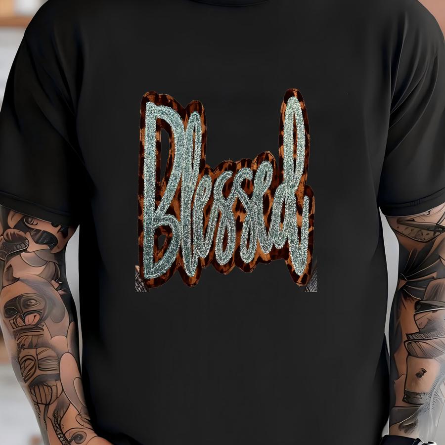 Patch Vinyl/ Applique Hoodie, , Glitter Shirt, Leopard Shirt, Women's Gift, Girl Gift, Birthday Gift, Mother's Day Gift T-shirt