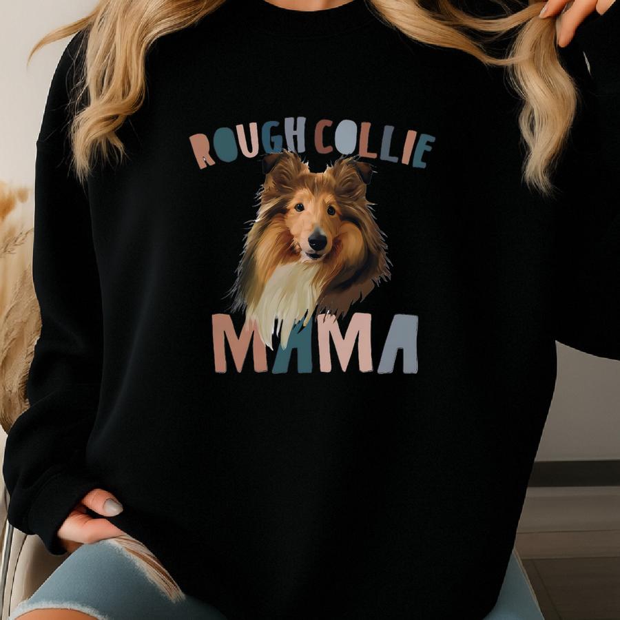 Rough Collie Mama Sweatshirt: Boho Dog Mom Sweater Sweatshirt