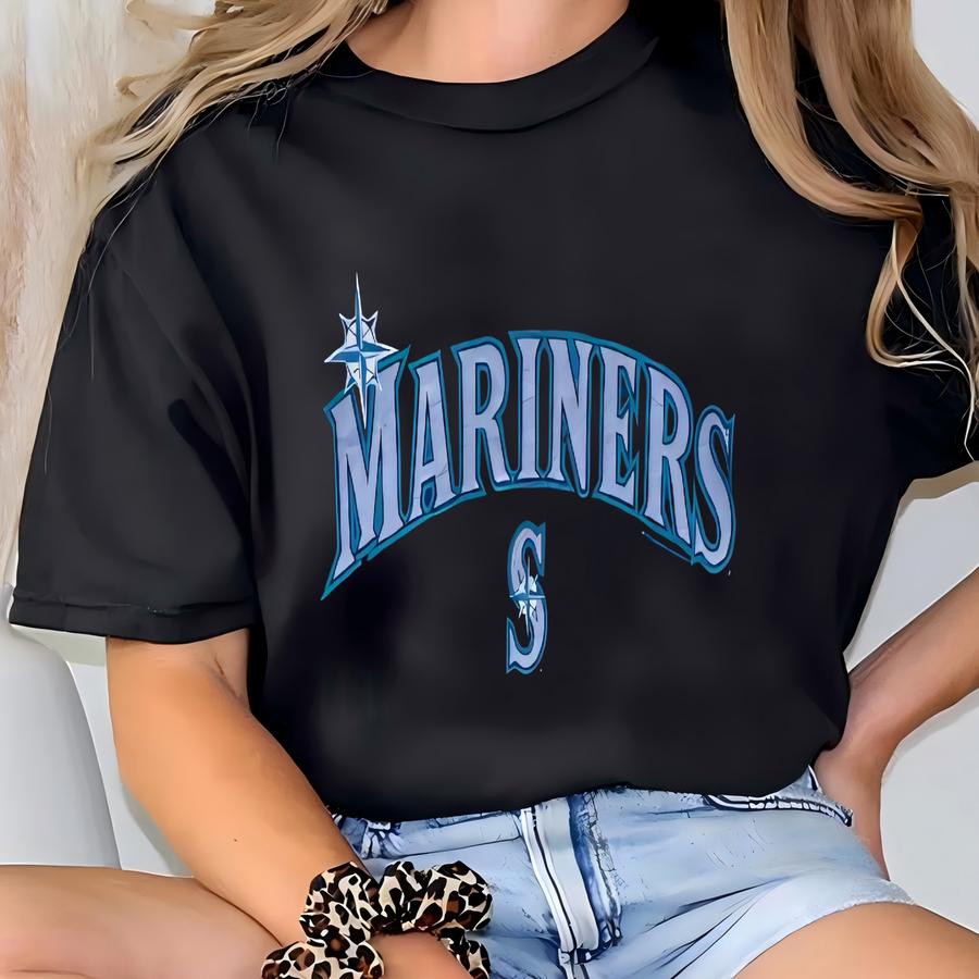 Seattle Mariners Mlb Tee Shirt Crew Neck Extra Large Size Pullover Jumper Dark Blue Major League Baseb T-shirt