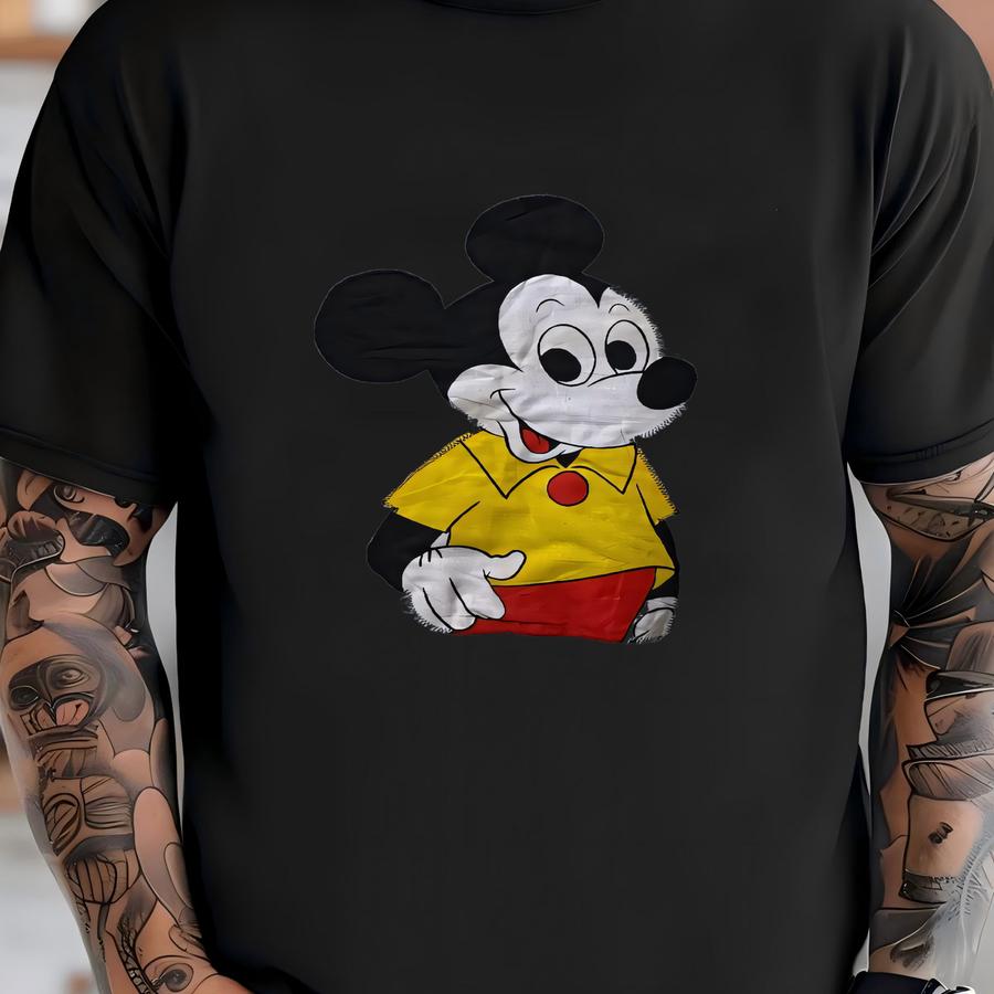 60s Vintage Mouse By Land Cartoon Logo Sve Less Sweatshirt Grey Colour Medium Size T-shirt