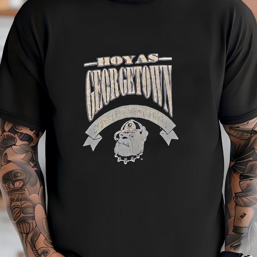 Vintage 80s Georgetown University Hoodie/ Georgetown University Hoyas / Georgetown Bulldog Sweatshirt Jacket T-shirt