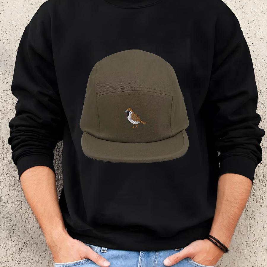 Sparrow 5‑panel Cotton Camper Cap: Adjustable Fit Sweatshirt Sparrow 5‑panel Cotton Camper Cap: Adjustable Fit Sweatshirt