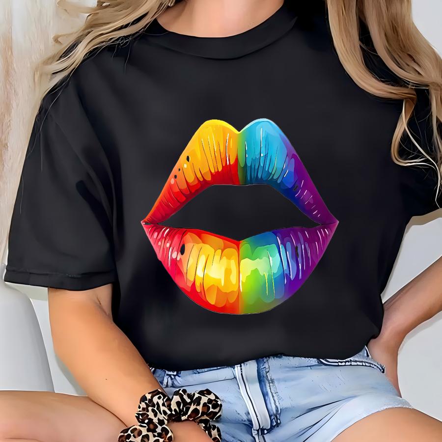 Rainbow Lips Hoodie, Pride Shirt, Lgbtq Shirt, Love Is Love Shirt, Equality Shirt, Pride Month, Gay Shirt, Cool Lips Shirt, Lesbian Shirt T-shirt