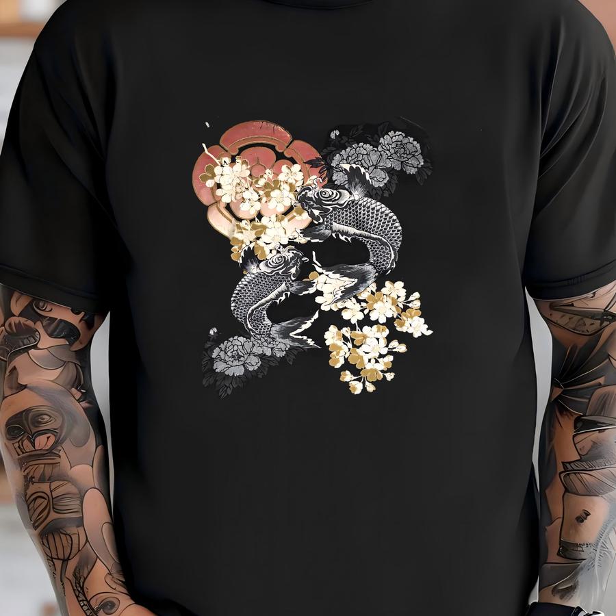 Vintage Japanese Koi Fish Sukajan Sweatshirt Size L Size T-shirt