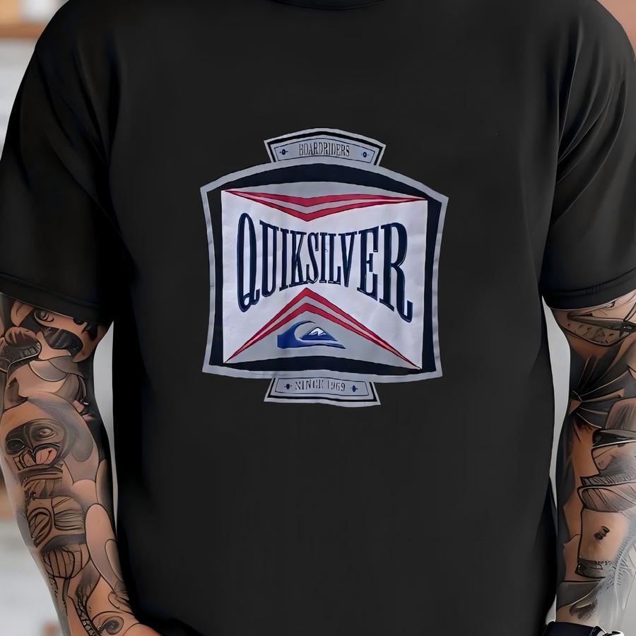 Vintage Quiksilver Boardriders Surfing Big Logo Sweatshirts Medium Size Blue Colour Made In Canada T-shirt