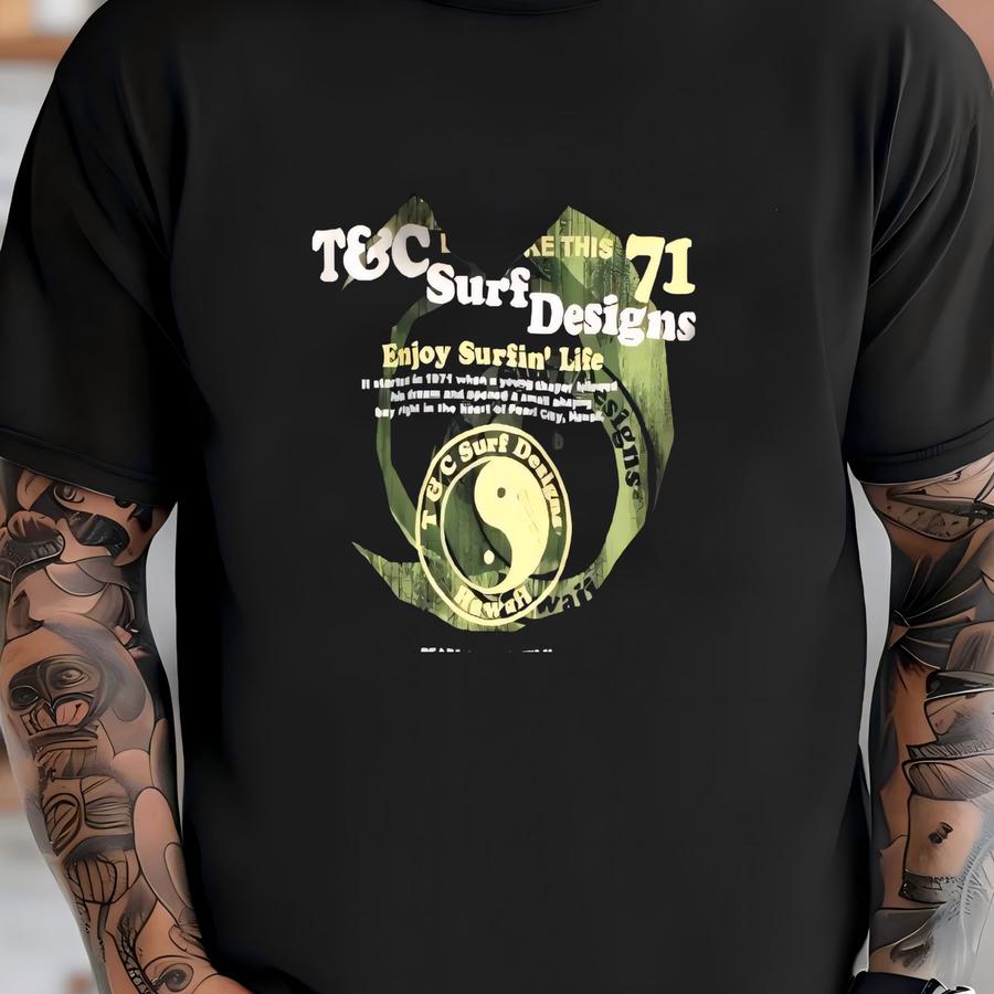 Vintage T C Town And Country Hawaii Surf Hoodie Pullover Sweatshirt M Size Black Colour T-shirt