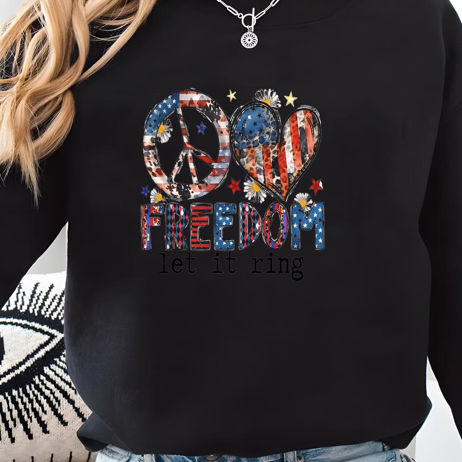 4th Of July Crewneck Sweatshirt, Let Freedom Ring Shirt, Patriotic Sweatshirt, Family Usa Sweatshirt, Leopard Print Retro Graphic Sweatshirt Sweatshirt