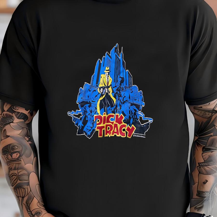 Vintage Dick Tracy Touchstone Picture Movies Crime Film Pullover Sweatshirts Black Colour T-shirt