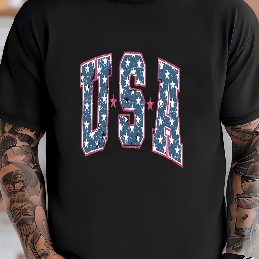 Usa Sweatshirt Varsity Style Retro Distressed Design Faded Vintage Style Aesthetic Usa Crewneck Cute 4th Of July Sweatshirt T-shirt