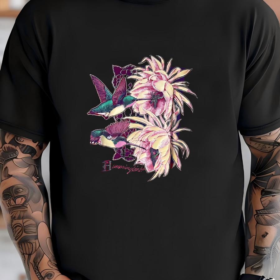 Vintage 90s Pink Hummingbird Shirt - Sz L - Wildlife Grunge Emo Indie T-shirt