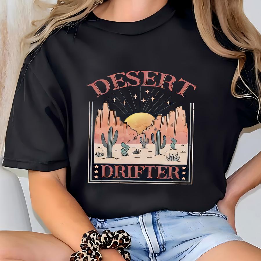 Retro Vibes: Desert Drifter Vintage Cotton Unisex Hoodie - Unique Desert-inspired Shirt T-shirt