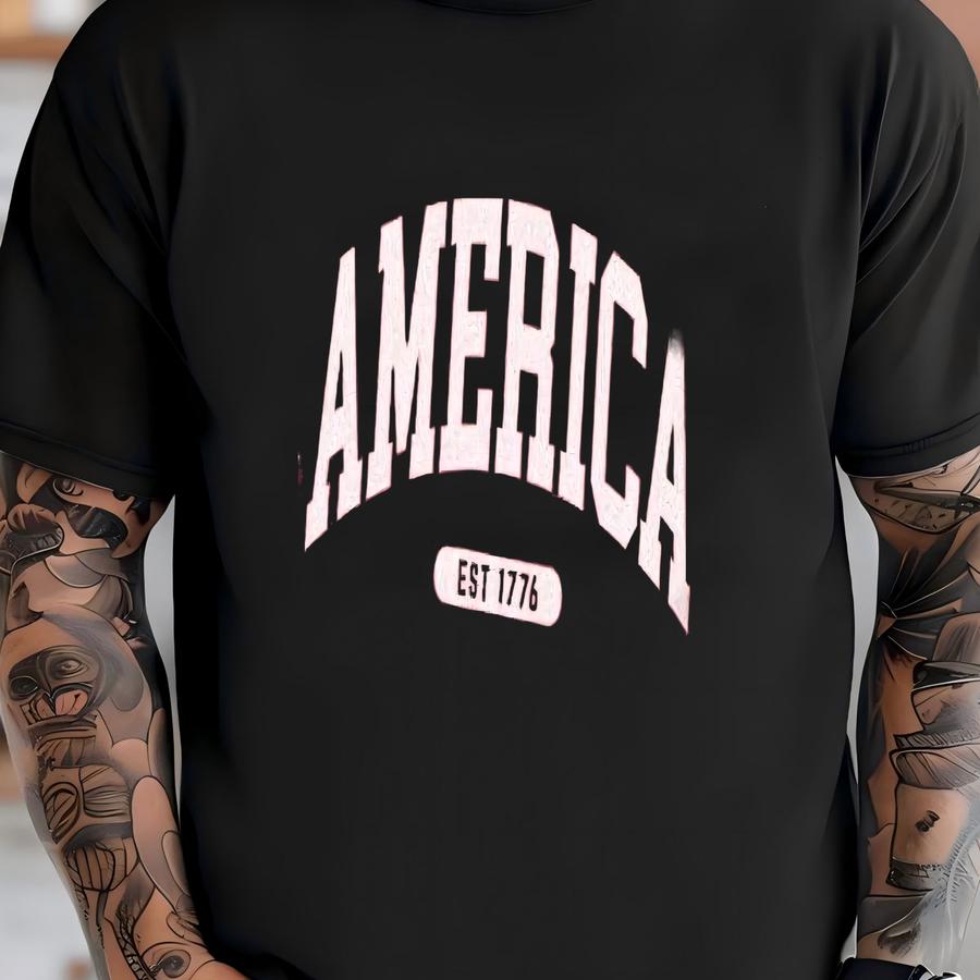 America Est 1776 ® Tshirt Unisex Garment-dyed Usa Tee Faded Vintage Style Aesthetic Tshirt 4th Of July Unisex Tshirt T-shirt