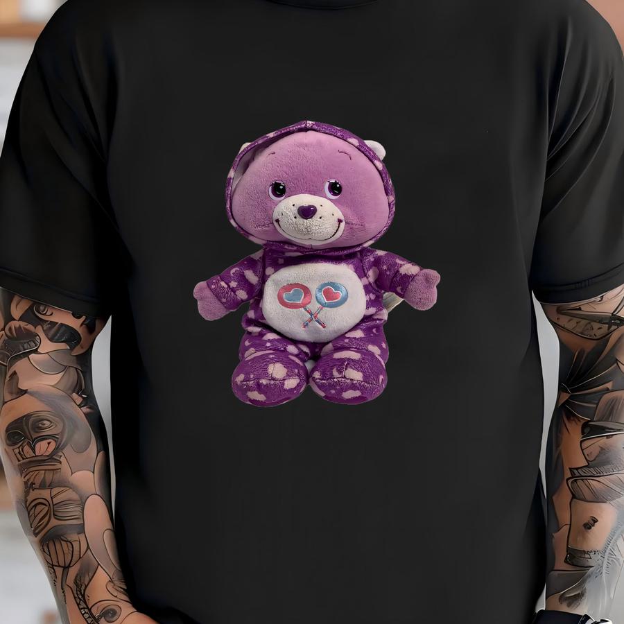 Care. Bears Plush Share Bear 2004 Tcfc Stuffed Doll Animal Toy 12 In Tall Purple Hooded Pajamas T-shirt