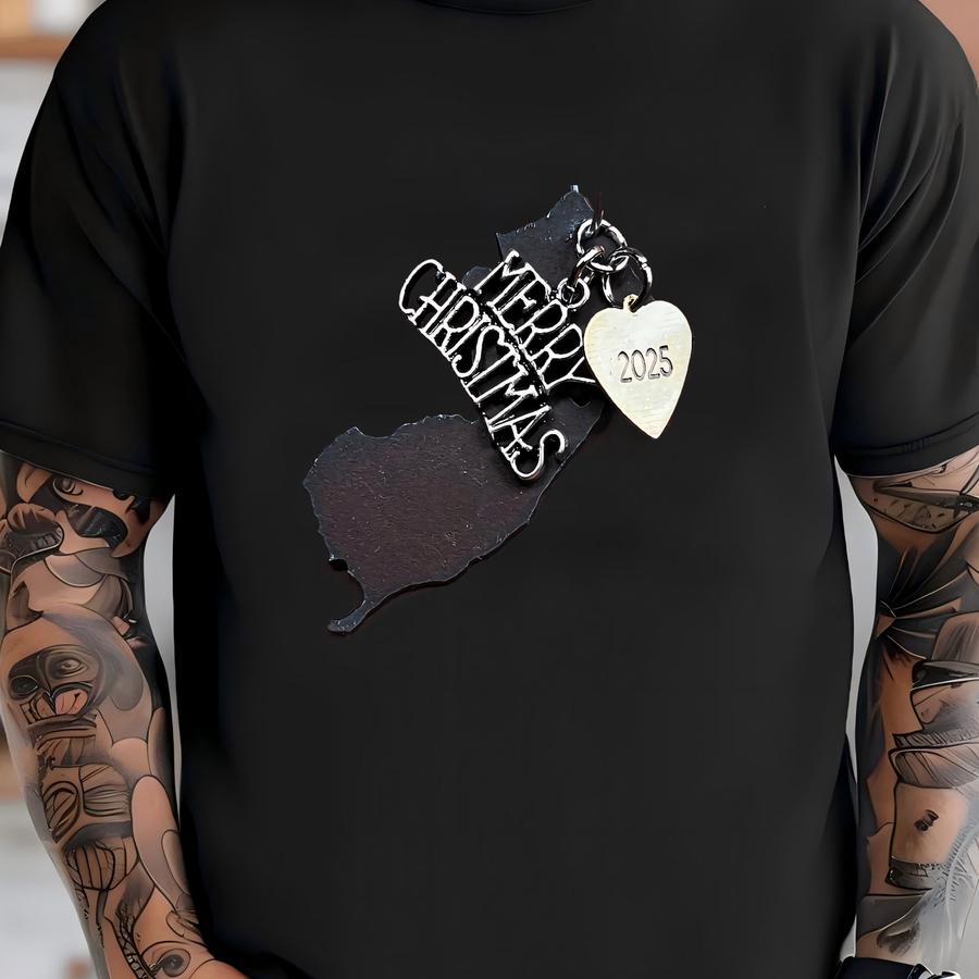 New Jersey Christmas Ornament, Dated Personalized Custom Souvenir State Gift, Mini T-shirt