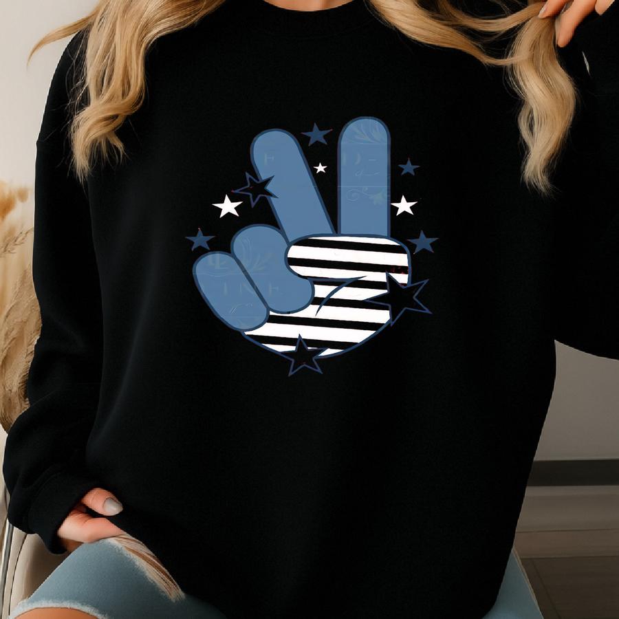 Peace 4th Of July Patriotic Design. Png, Svg, Cut File. Independence Day Graphic. Distressed Red, White, Blue. Sublimation, Dtf, Holiday Sweatshirt