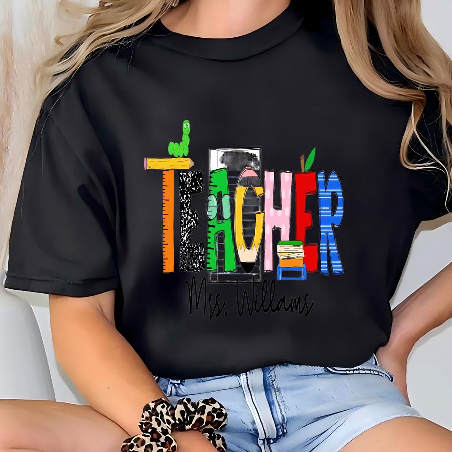 Back To School Teacher Shirt - Personalized Teacher Hoodie - Back To School Teacher Shirt - Gift For Teachers - School Alphabet Shirt T-shirt