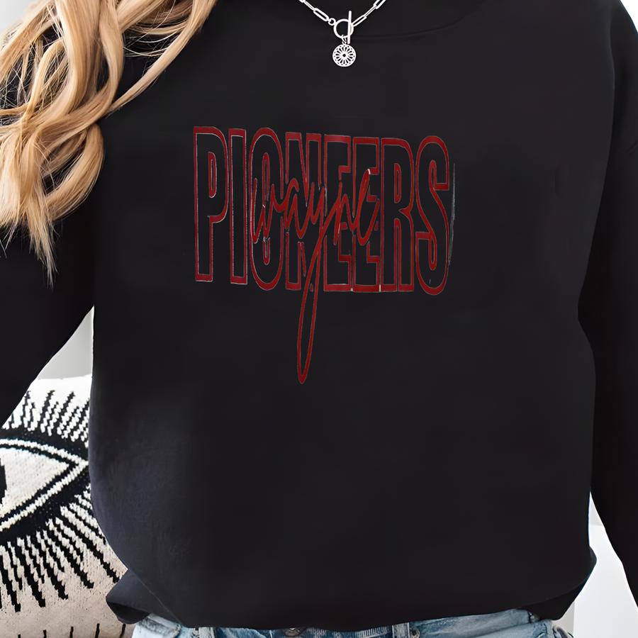 Youth Wayne Pioneers Graphic Tee, Crewneck Sweatshirt, Pioneers Graphic Apparel Sweatshirt