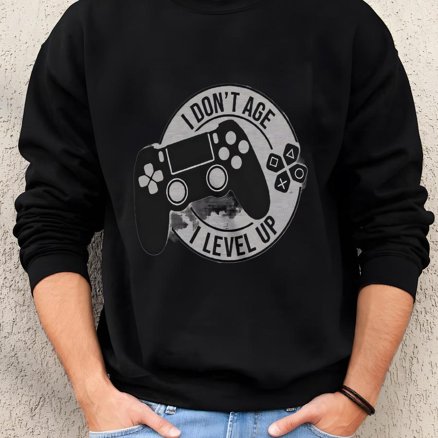 I Don't Age I Level Up Gamer Youth Short Sve Tee Sweatshirt