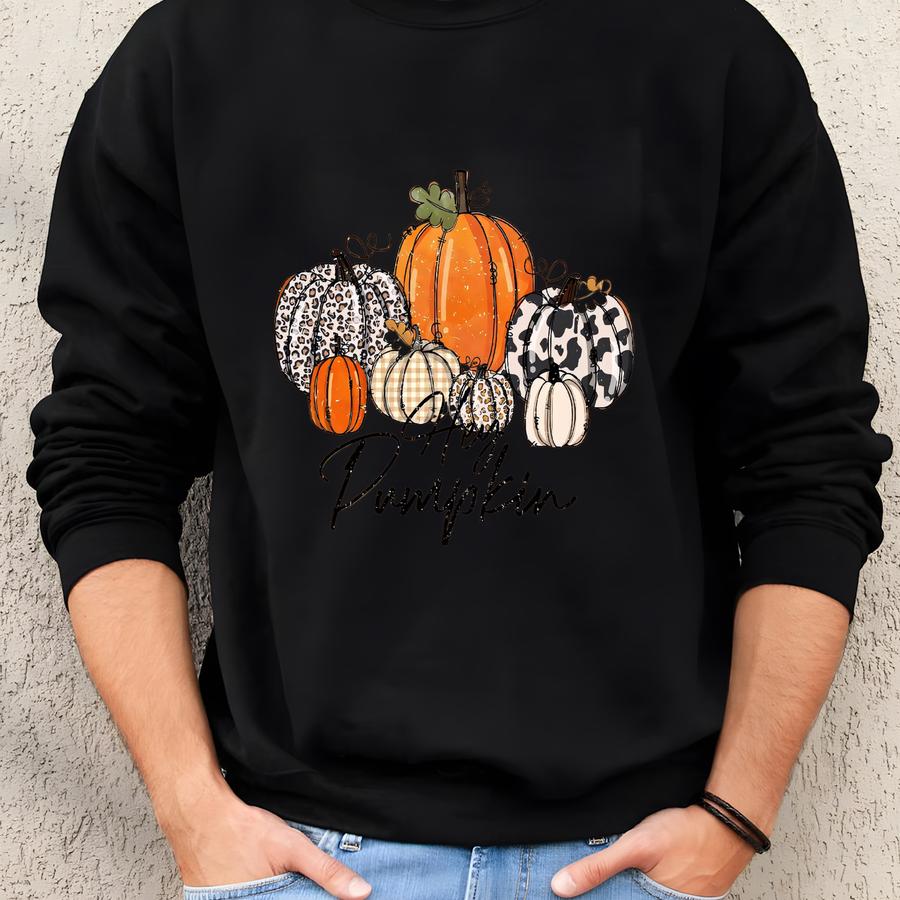 Hey Pumpkin, O Pumpkin, Fall Shirt, Pumpkin Shirt, Fall Women, Fall Tshirts, Retro Shirt, Thanksgiving Shirts, Leopard Pumpkin Sweatshirt