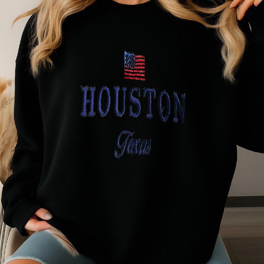 Houston Sweatshirt, Vintage Texas Crewneck  Sweatshirt