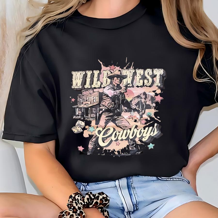 Wild West Cowboys Shirt, Cowboy Shirt Women, Vintage Cowboy Shirt, Cowgirl Shirt, Texas Shirt Women, Western Shirt Women, Country Music T-shirt