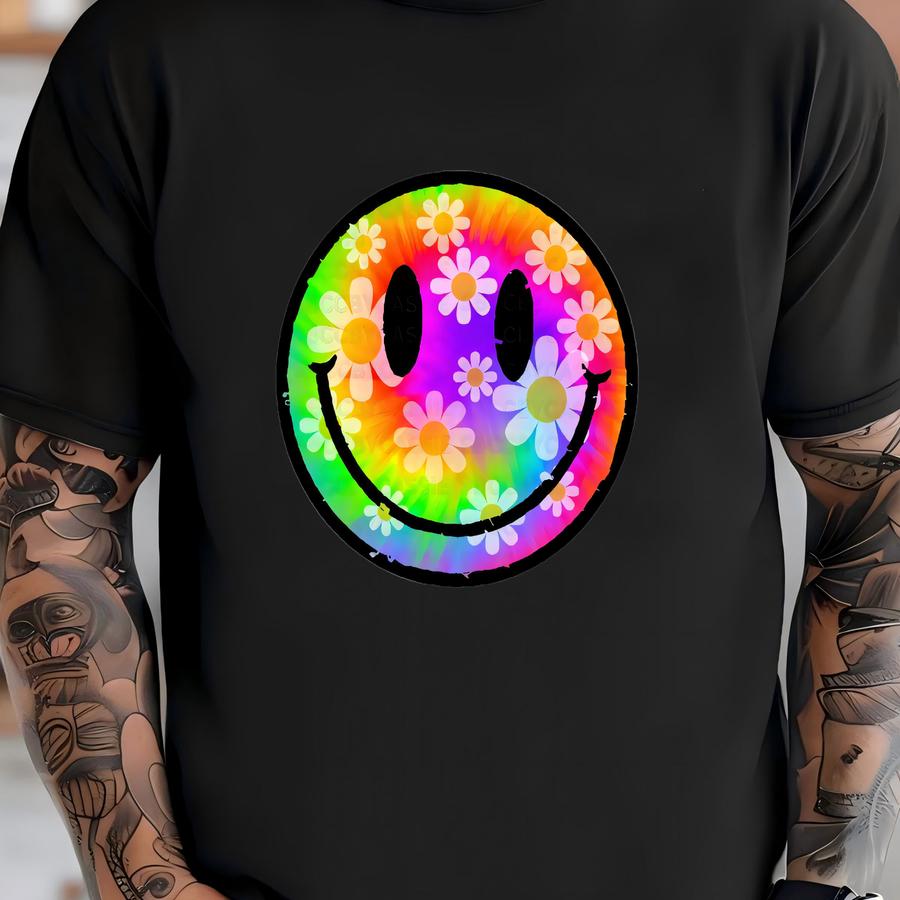 Tie-dyed Daisy Face Top- Youth- Adult- Hoodies- Sweatshirts T-shirt