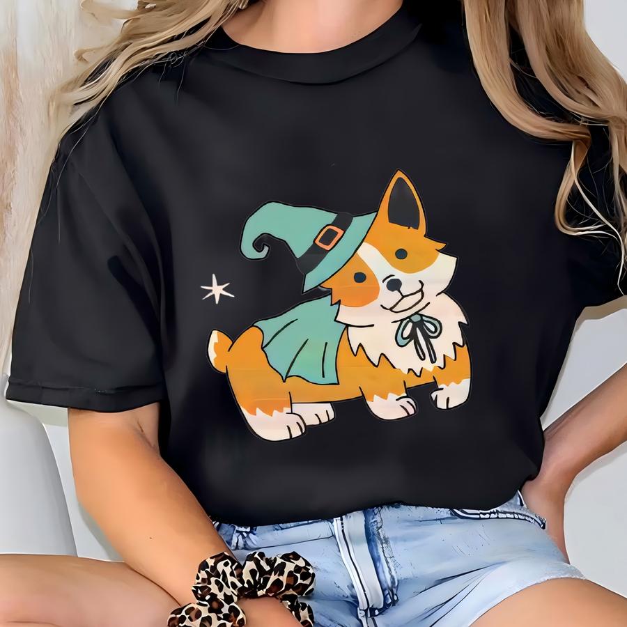 Corgi Halloween Dtf Transfers | Ready To Press Halloween Direct To Film Transfers T-shirt