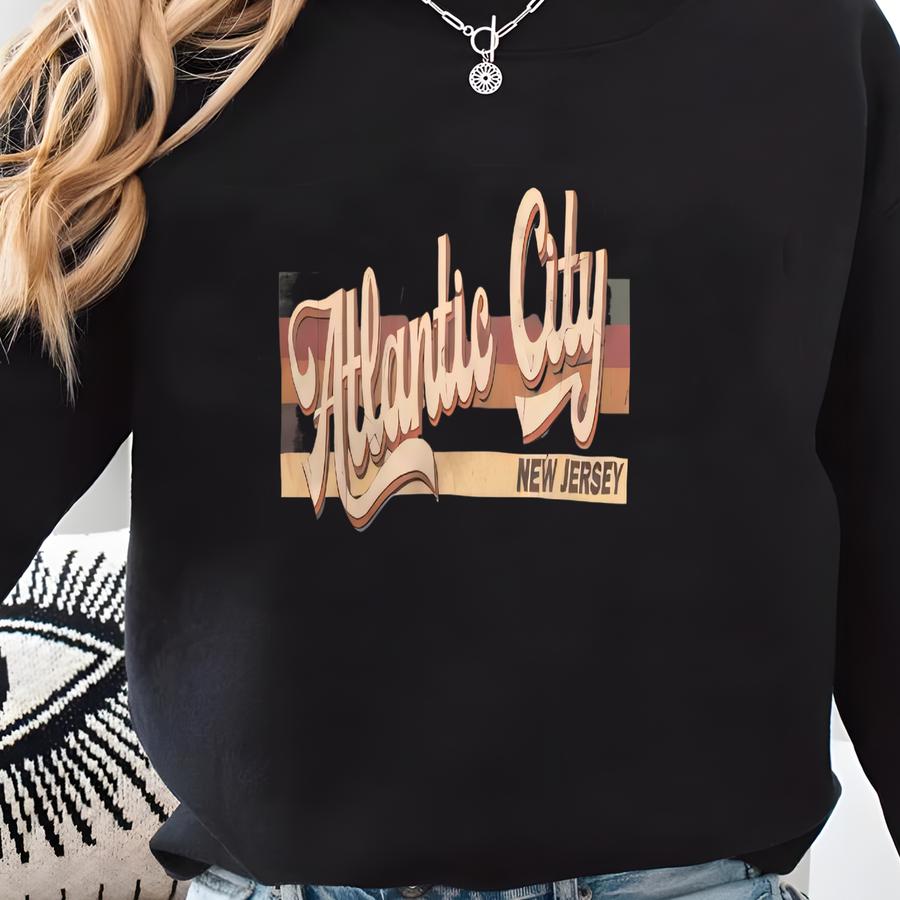 Retro Atlantic City Long Sve T-shirt: 70s 80s Style Sweatshirt