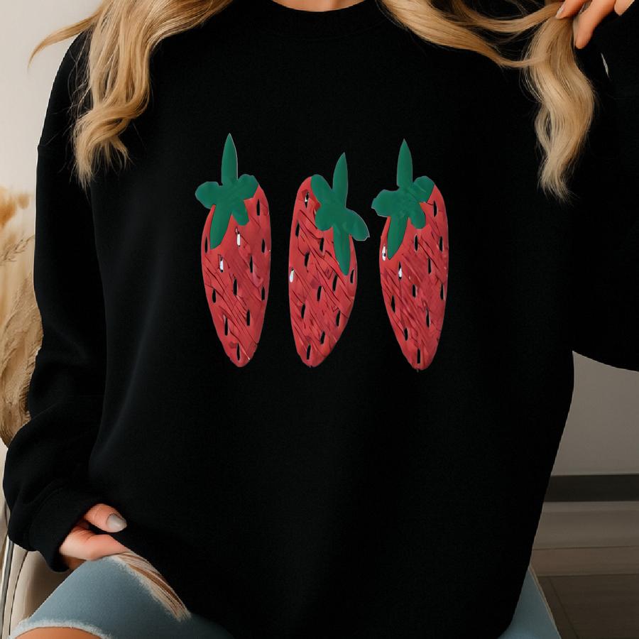 Strawberry Sweatshirt, Strawberry Crewneck Sweatshirt, Strawberries Shirt, Custom Sweatshirt, Berries Shirt Sweatshirt