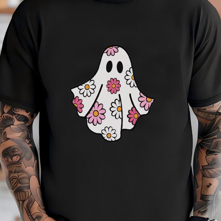 Daisy Ghost ® Tee Cute Flower Ghost Crewneck Floral Ghost Tshirt Cute Halloween Tee Retro Pocket Tee Boho Halloween Shirt T-shirt