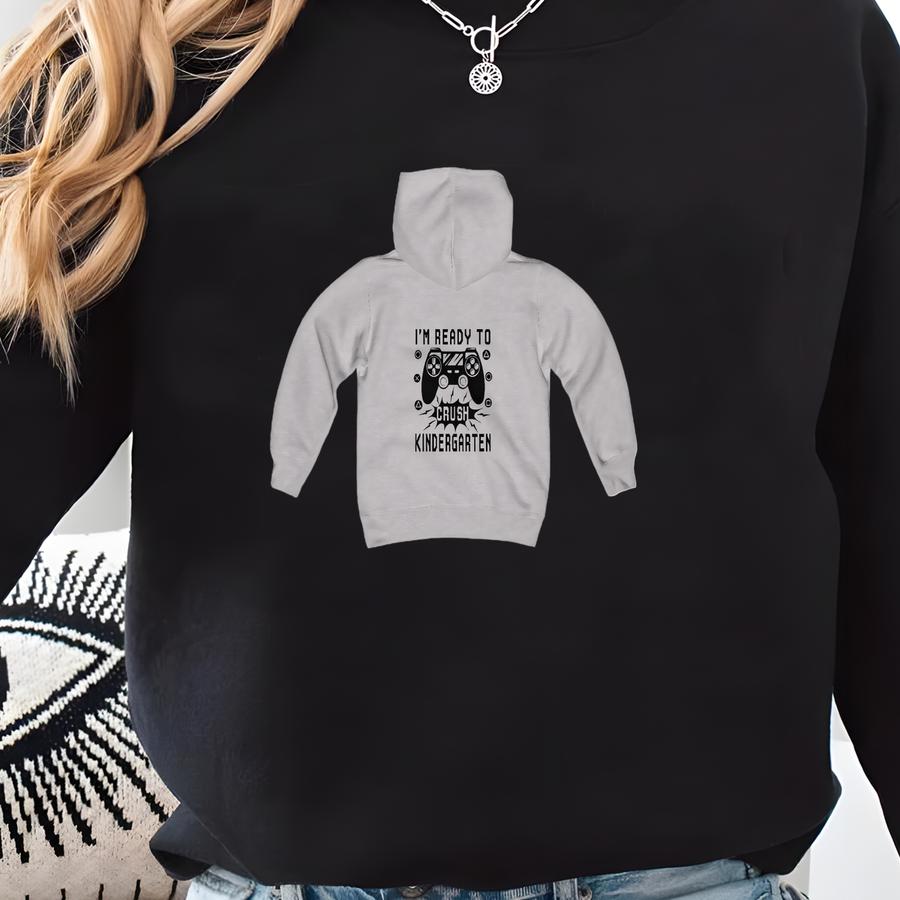 Gamer Ready To Crush Kindergarten On The Back Of Youth Heavy Blend Hooded Sweatshirt Sweatshirt