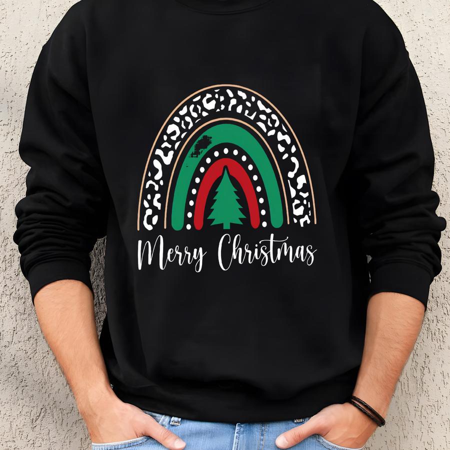 Christmas Rainbow Sweatshirt,merry Christmas Sweatshirt,christmas Sweatshirt,buffalo Plaid Shirt,leopard Print Shirt,cheetah Print Shirt, Sweatshirt