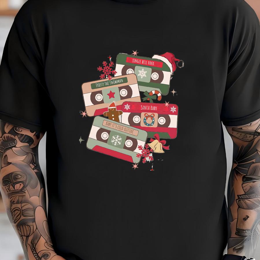 Christmas Music Cassette Tapes Sweatshirt, Christmas Music Sweatshirt, Christmas Songs Sweatshirt, Retro Christmas Sweater, Music Lover Gift T-shirt
