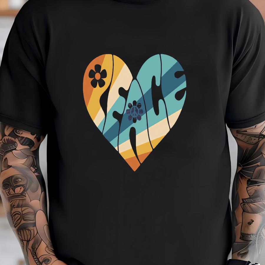 Vintage Hoodie, Peace Shirt, Graphic Tees Vintage, Peace Heart Shirt, Groovy Shirt, Groovy Peace Shirt, Boho Shirt, Shirts For Women T-shirt