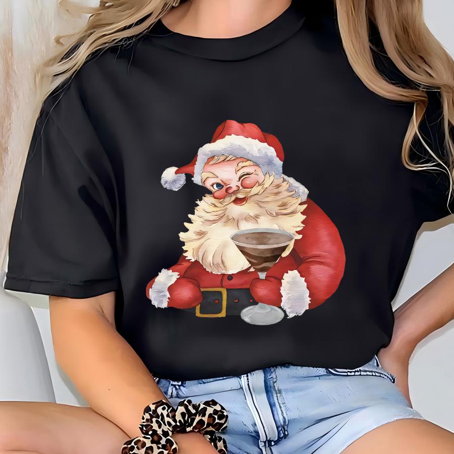 Espresso Martini Shirt, Christmas Espresso Martini Shirt, Santa Espresso Martini Tee, Espresso Martini Christmas Gift, Drunk Santa Shirt T-shirt