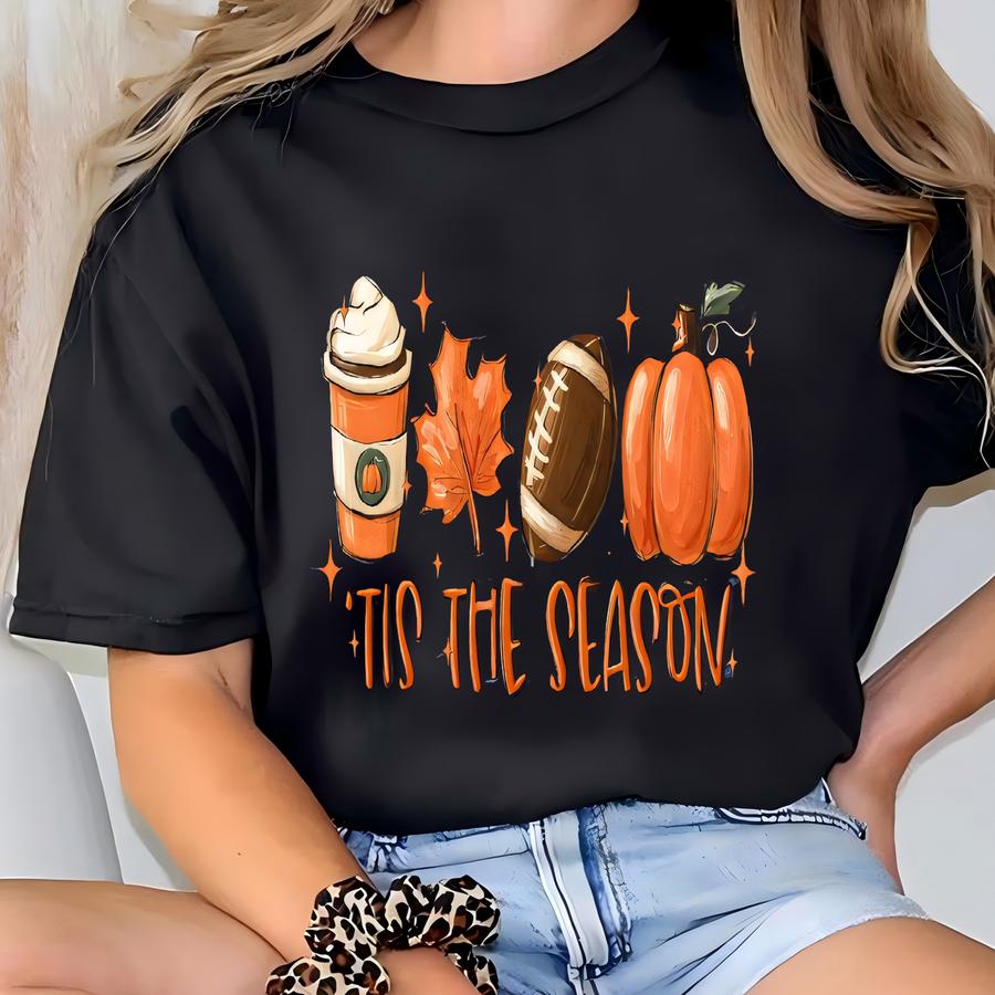 It's Game Day Y'all Shirt, Fall Football Shirt, Pumpkin Football And Coffee Fall Favorite Shirt, Cute Fall Shirt For Women, Football Mom Tee T-shirt