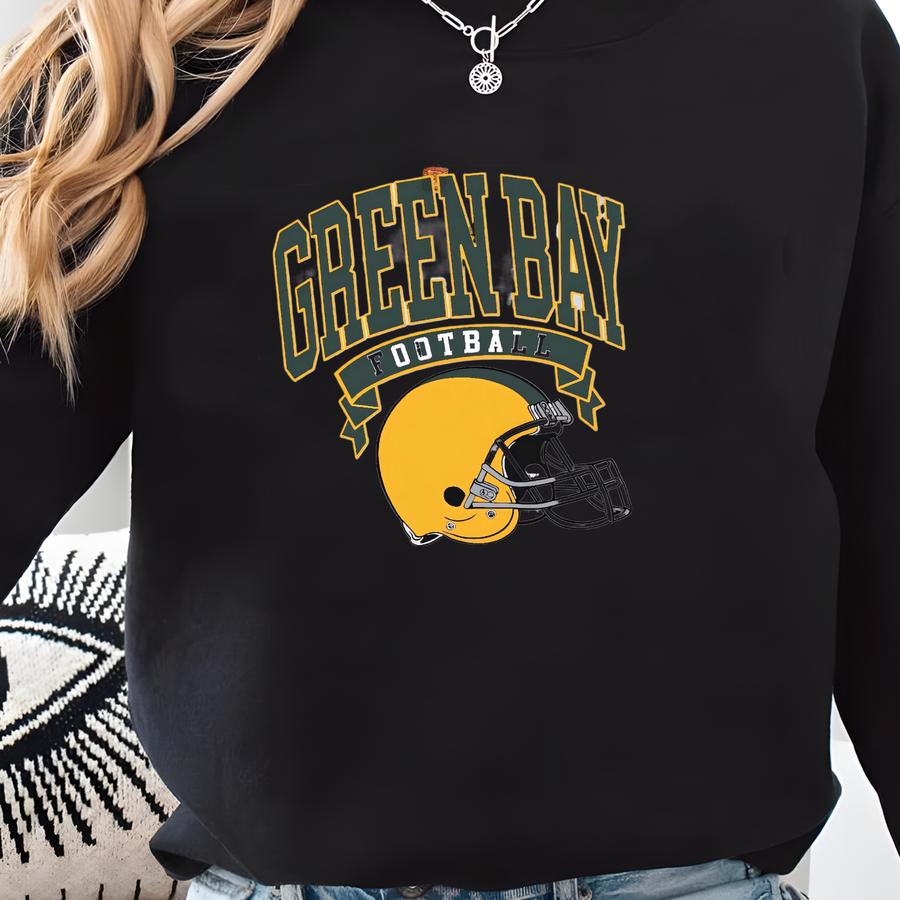 Green Bay Football Graphic Tee, Retro Vintage Vibes, Cheese Head, Green Bay Oversized Shirt Sweatshirt