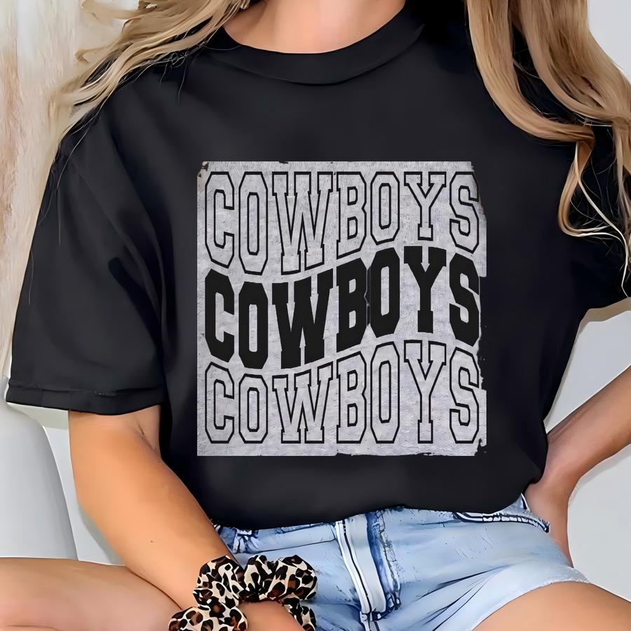 Cowboys Stacked Varsity Svg, Png ,dxf, Jpg, Eps, Cowboys Wavy Sublimation, Cowboys School Team Mascot, Cowboys Silhouette, Cowboys Cut File T-shirt
