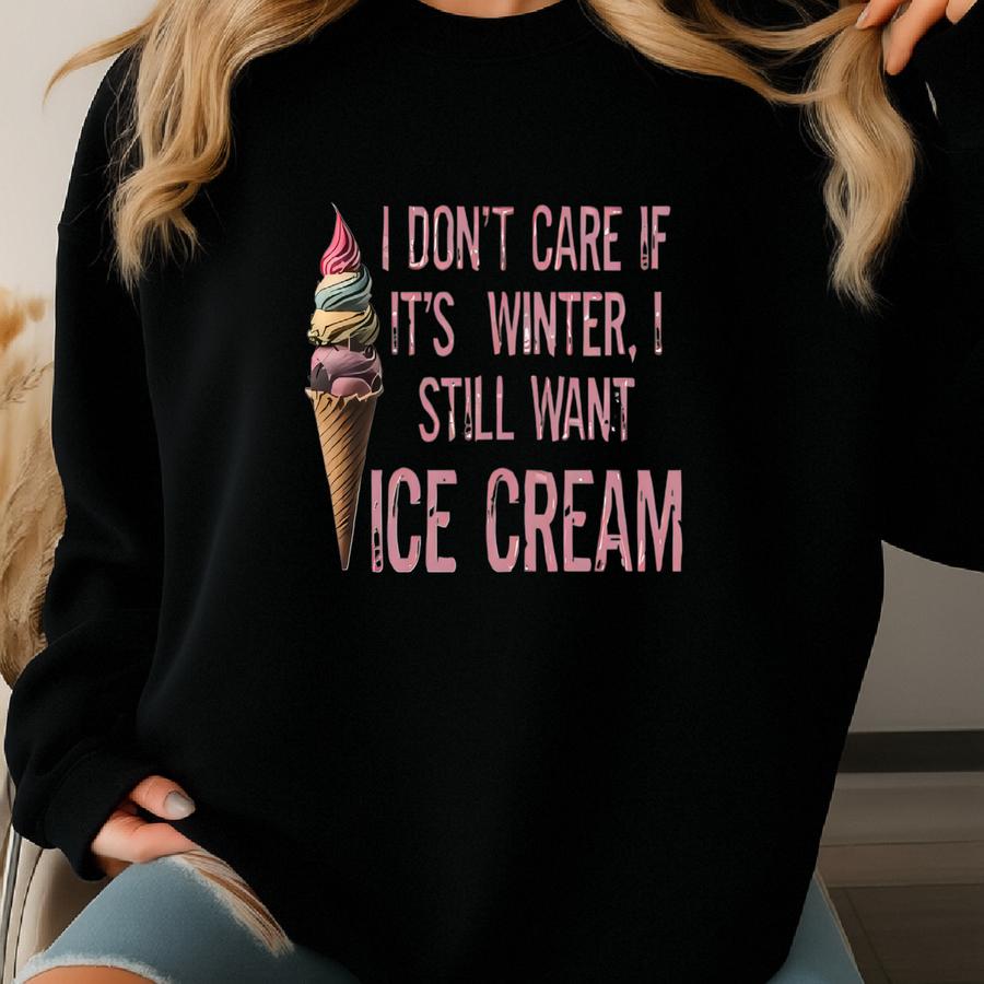Winter Ice Cream Sweatshirt For Adults, Ice Cream Lover Sweatshirt Sweatshirt